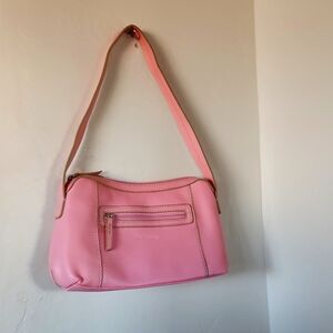 LIZ CLAIBORNE PINK leather SHOULDER BAG SATCHEL zipper so pretty 6x11x3